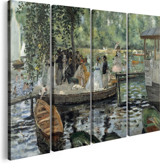 Artaza Canvas Schilderij Vierluik La Grenouillère - Claude Monet en Piere-Auguste Renoir - 120x90 - Foto Op Canvas - Canvas Print
