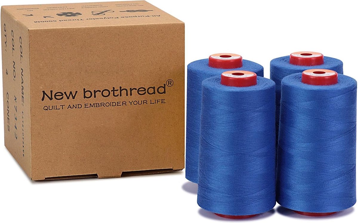 Unbranded 4 Grote Kegels van 5000m polyester naaigaren voor alle doeleinden 40S 2 (Tex27) voor naaien quilten patchwork serger en overlock Patriot Blue