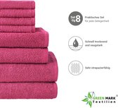 Handdoekenset, 8-delig, badstof, in verschillende maten, 4 gastendoekjes, 2 handdoeken, 2 douchehanddoeken, kleur: roze, 100% katoen