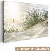 Dunes avec herbe de plage sous le soleil du parc national allemand Schleswig-Holsteinisches Wattenmeer 60x40 cm - Tirage photo sur toile (Décoration murale salon / chambre)