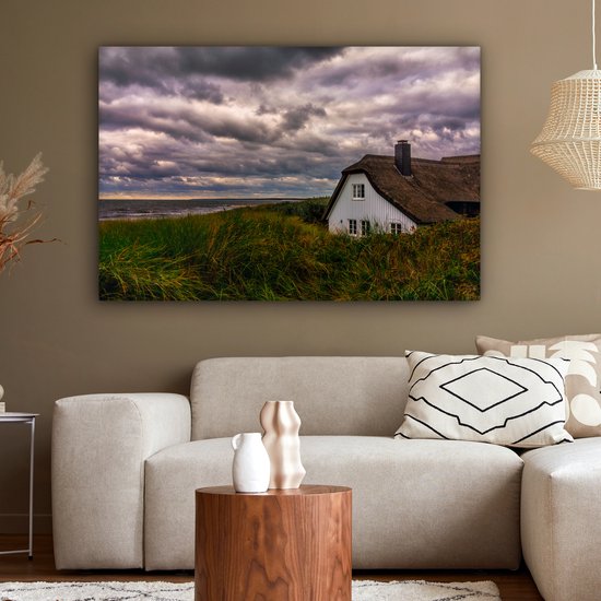 Maison dans les dunes au bord de la mer Baltique toile 140x90 cm - Tirage photo sur toile (Décoration murale salon / chambre) / Mer et plage