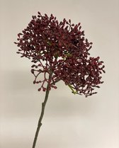 Zijden kunstbloem Skimmia | Bordeaux | Lengte 54 centimeter