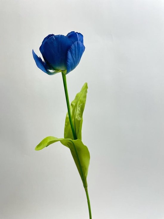 Zijden kunstbloem Tulp | Blauw | Lengte 53 centimeter