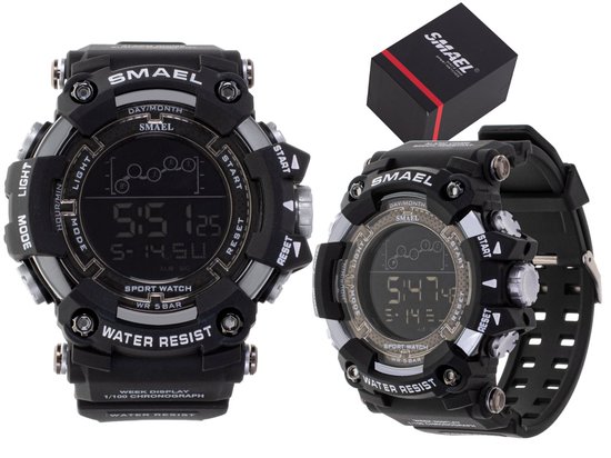 SMAEL - Militair Horloge - Zwart - Waterbestendig - Militaire Klok - Digitaal - LED Horloge - Universele Pasvorm