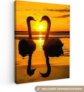 OneMillionCanvasses - Toile - Tableau - Cygne - Coucher de soleil - Water - Vogel - Toile - 60x80 cm - Décoration murale - Intérieur