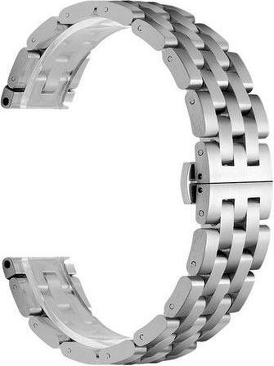 Fungus - Smartwatch bandje - Geschikt voor Samsung Galaxy Watch 3 41mm, Active 2 - Horloge 20mm - Metaal - Blok - Zilver