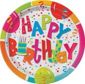 Unique Feestborden Happy Birthday 'jamboree' 8 Stuks 20 Cm Multicolor