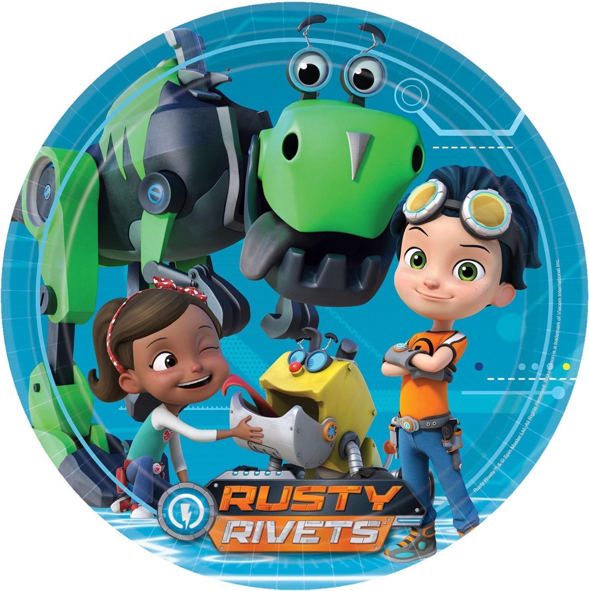 Nickelodeon Feestborden Rusty Rivets 23 Cm 8 Stuks Blauw