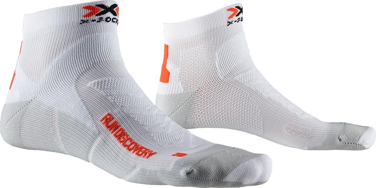 X-Socks Run Discovery Hardloop Sportsokken - Maat 42-44 - Unisex - wit/oranje/grijs
