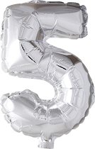Creotime Folieballon Cijfer "5" 41 Cm Zilver