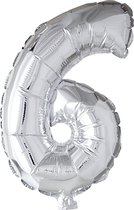 Creotime Folieballon Cijfer "6" 41 Cm Zilver