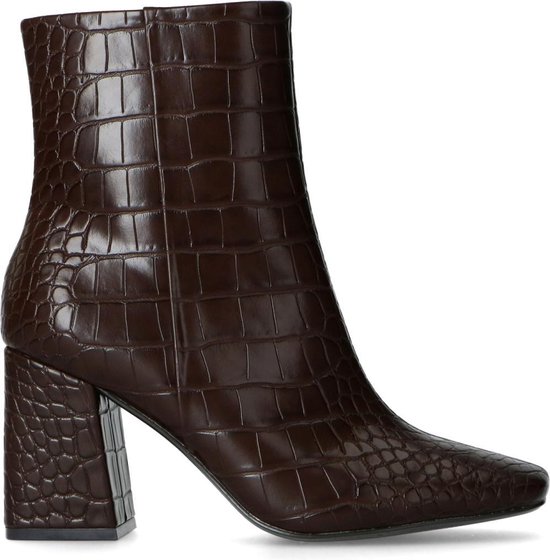 | Sacha Dames Donkerbruine enkellaarsjes met Donkerbruine hoge laarzen met crocoprint Damesschoenen – SACHA