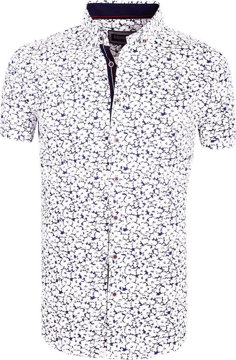 Carisma Bloemen Overhemd Korte Mouw Heren Wit 9114 - XL