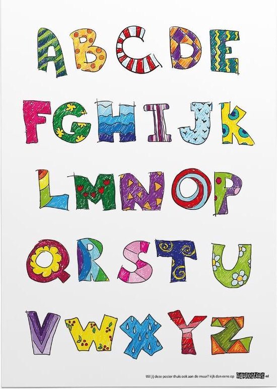 Educatieve poster (Posterpapier) - Taal alfabet Regenboog - 29.7 x 42 cm (A3)