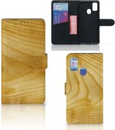 GSM Hoesje Geschikt voor Samsung Galaxy M21 Book Cover Geschikt voor Samsung M30s Wallet Book Case Licht Hout