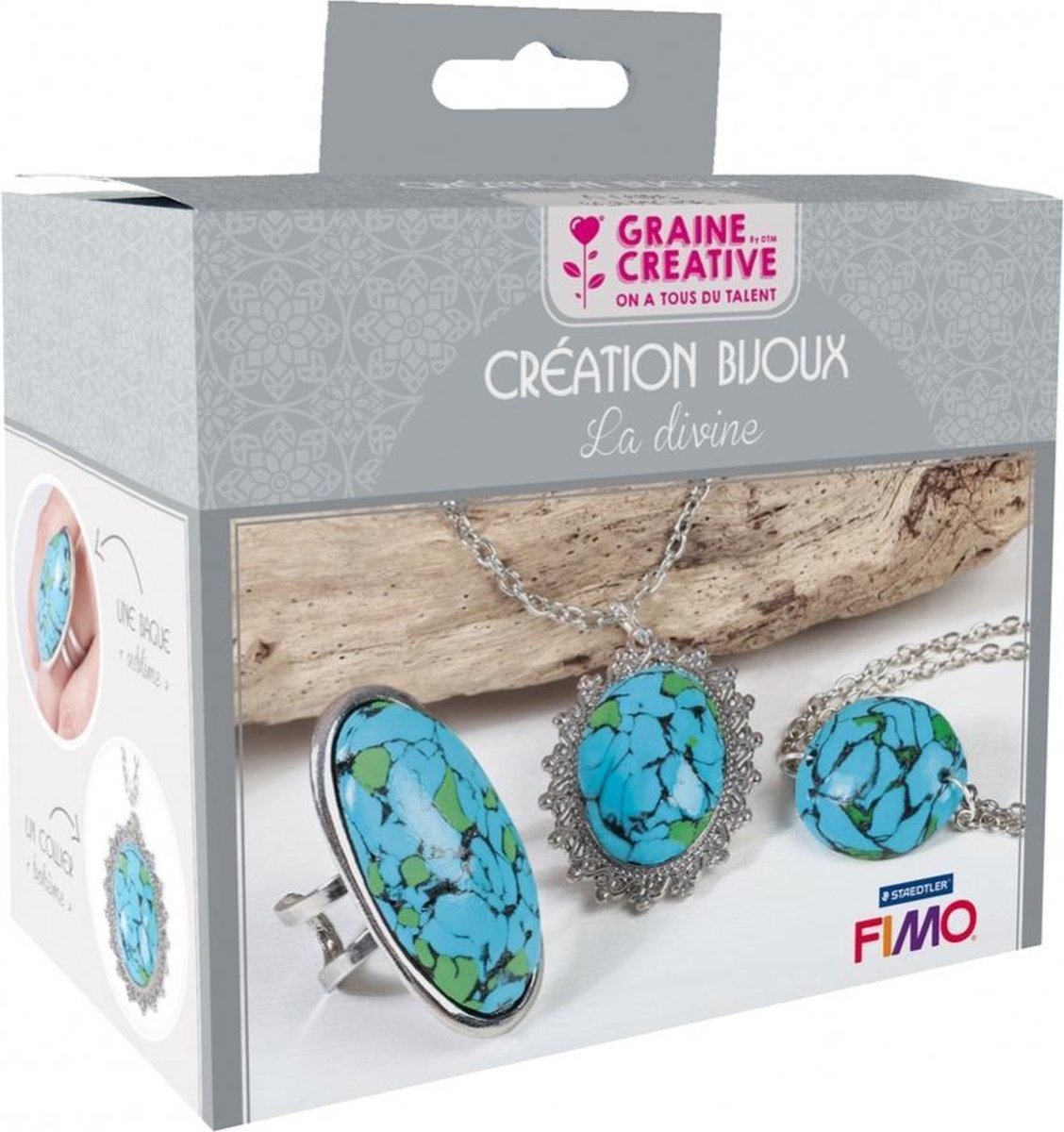 GRAINES CREATIVES - Sieraden maken set turquoise stenen 12,5 x 13 cm La Divine