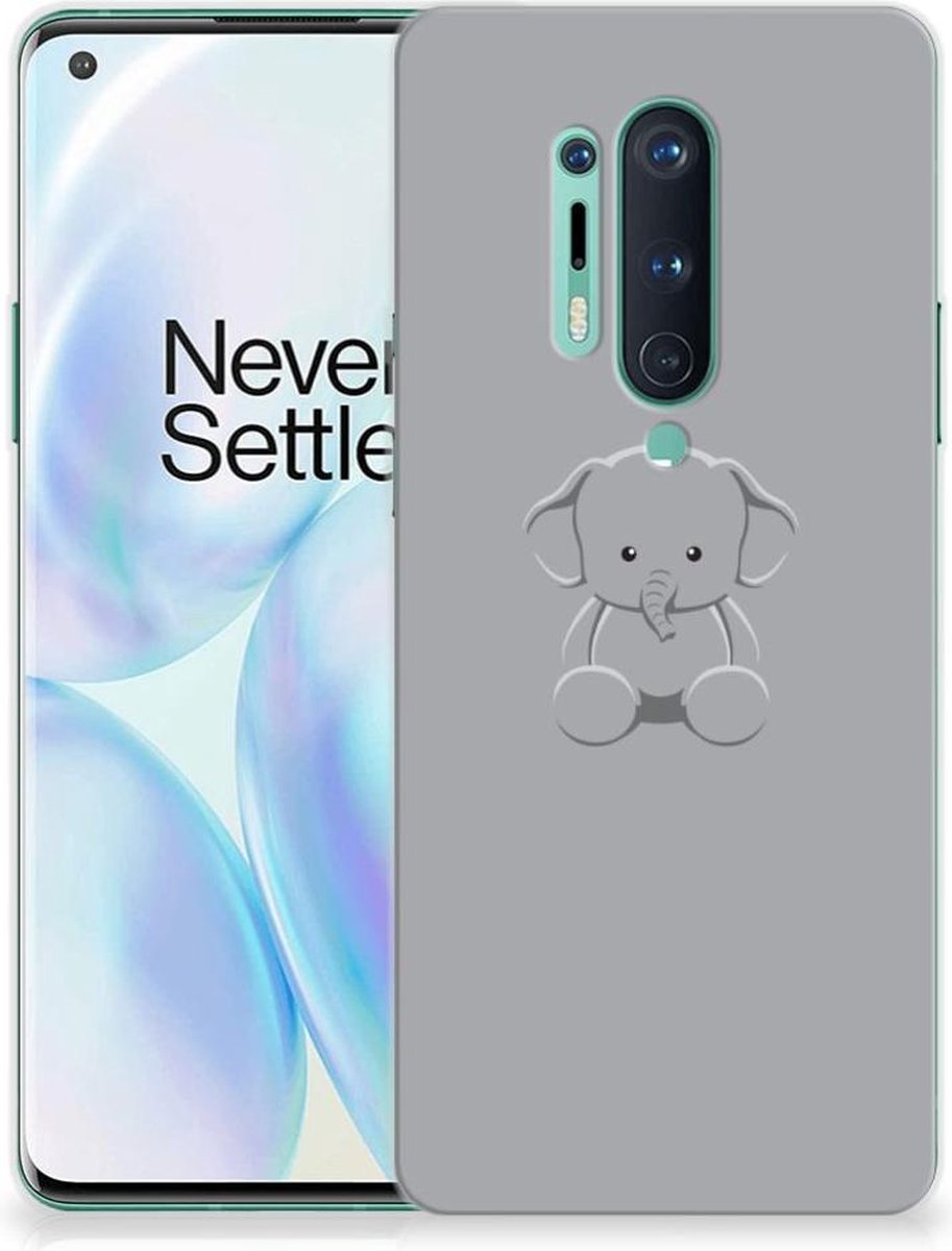 OnePlus 8 Pro Telefoonhoesje met Naam Grijs Baby Olifant