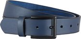 Houtkamp Moderne Heren Jeans Riem - Zwarte Gesp -  Echt Leer - Blauw - Riemmaat 115