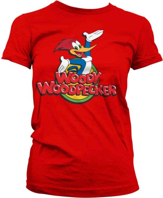 Woody Woodpecker Dames Tshirt -2XL- Classic Logo Rood