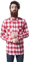 Urban Classics Overhemd -M- Checked Flanell Wit/Rood