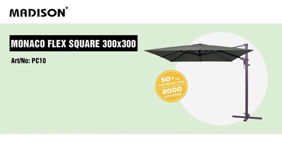 Detective gordijn veerboot Madison parasol Monaco Flex square 300x300cm Grijs | bol.com