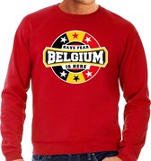 Have fear Belgium is here sweater met sterren embleem in de kleuren van de Belgische vlag - rood - heren - Belgie supporter / Belgisch elftal fan trui / EK / WK / kleding L
