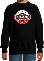 Have fear Poland is here sweater met sterren embleem in de kleuren van de Poolse vlag - zwart - kids - Polen supporter / Pools elftal fan trui / EK / WK / kleding 122/128