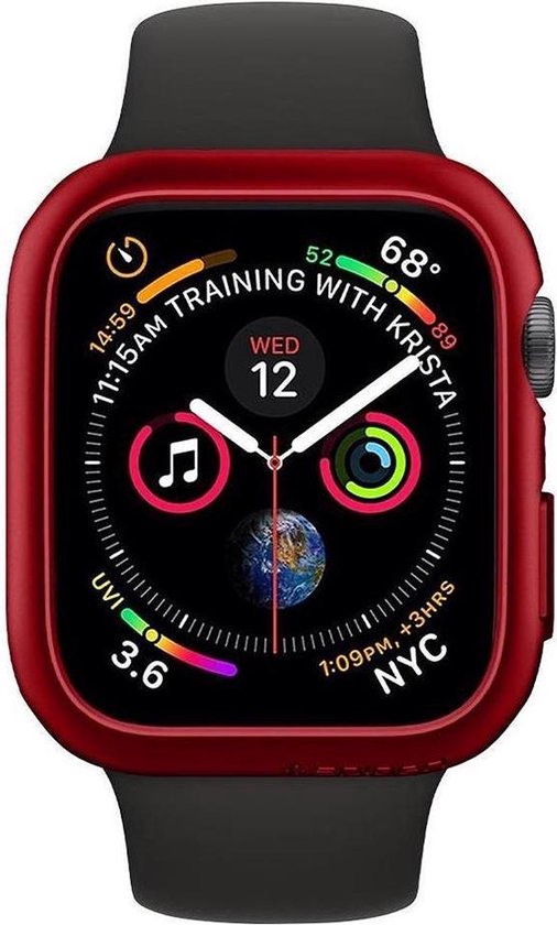 Spigen - Case voor Apple Watch 5 44mm - Siliconen Thin Fit Rood | bol.com