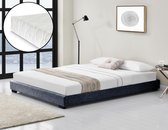 Modern bedframe stof met matras 140x200 donkergrijs