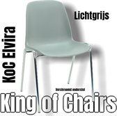 King of Chairs model KoC Elvira lichtgrijs met verchroomd onderstel. Kantinestoel stapelstoel kuipstoel vergaderstoel tuinstoel kantine stoel stapel stoel tuin kantinestoelen stape