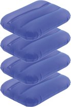 4x Coussins gonflables bleu 28 x 19 cm - Coussins de voyage - Coussins gonflables pour route / plage / piscine