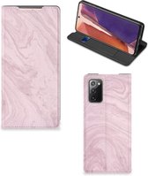 Flip Case Geschikt voor Samsung Galaxy Note20 Smart Cover Marble Pink