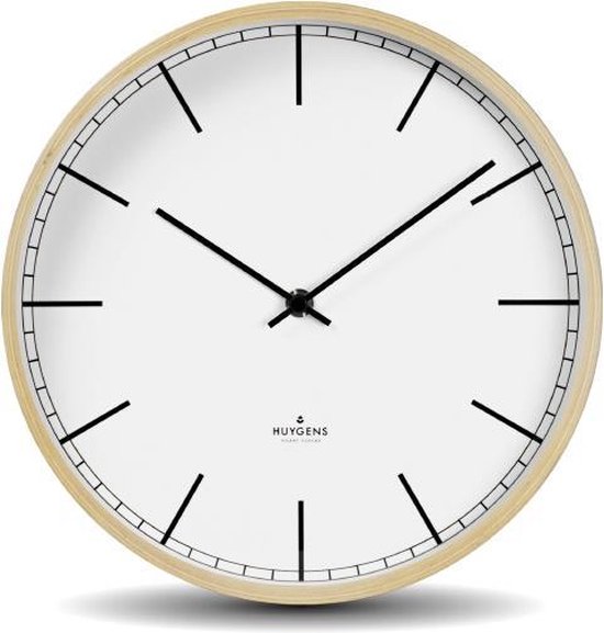 Huygens - Index Wood 25 - Wit - Horloge murale - Silencieux - Mouvement Quartz
