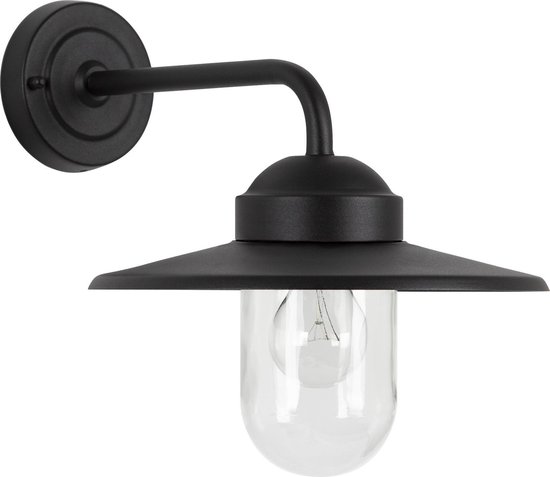 KS Verlichting - Stallamp Gusto Retro wandlamp - Zwart - Helder glas - grote  fitting | bol.com