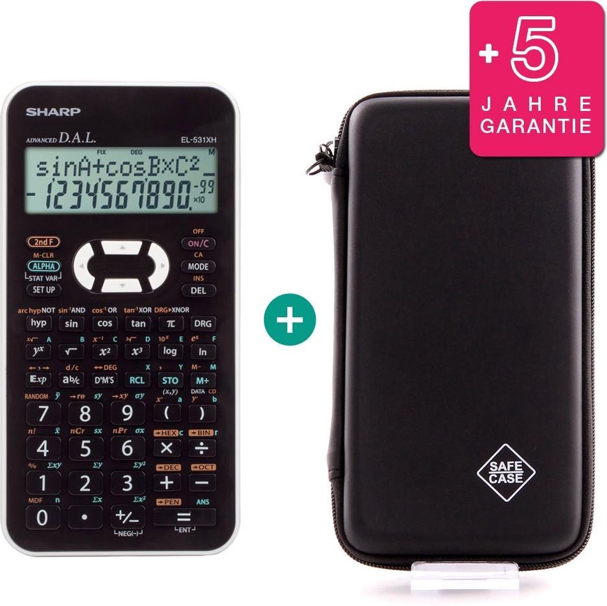 Sharp EL-531 XH Schwarz Taschenrechner + Schutztasche und Garantie