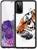 Telefoonhoesje Geschikt voor Samsung Galaxy S20 Silicone Case met Zwarte rand Tiger