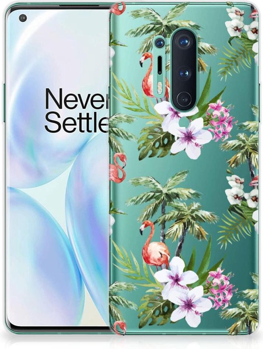 OnePlus 8 Pro TPU Hoesje Flamingo Palms