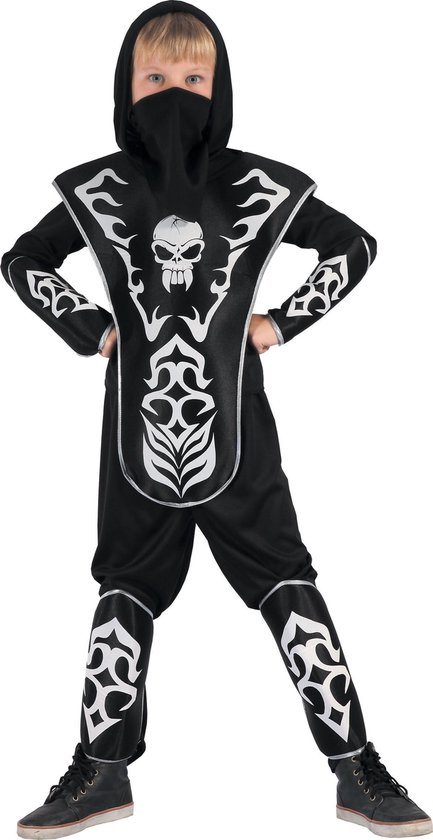 LUCIDA - Doodshoofd ninja kostuum voor jongens - XS 92/104 (3-4 jaar)