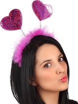 ATOSA - Roze hartjes haarband met bont voor volwassenen - Accessoires > Haar accessoire