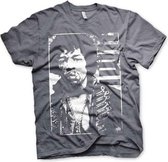 Jimi Hendrix Heren Tshirt -L- Distressed Grijs
