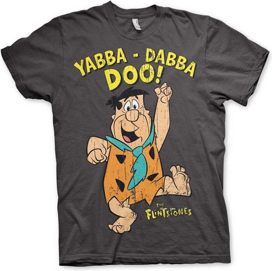 The Flintstones Heren Tshirt -2XL- Yabba-Dabba-Doo Grijs