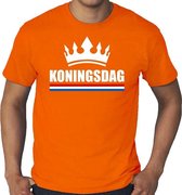 Oranje Koningsdag met kroon grote maten shirt heren 4XL