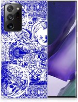 Back Case TPU Siliconen Hoesje Samsung Galaxy Note20 Ultra Smartphone hoesje Angel Skull Blue