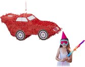 Relaxdays pinata auto - raceauto pinata rood - ophangen - kinderen - zelf vullen - XXL