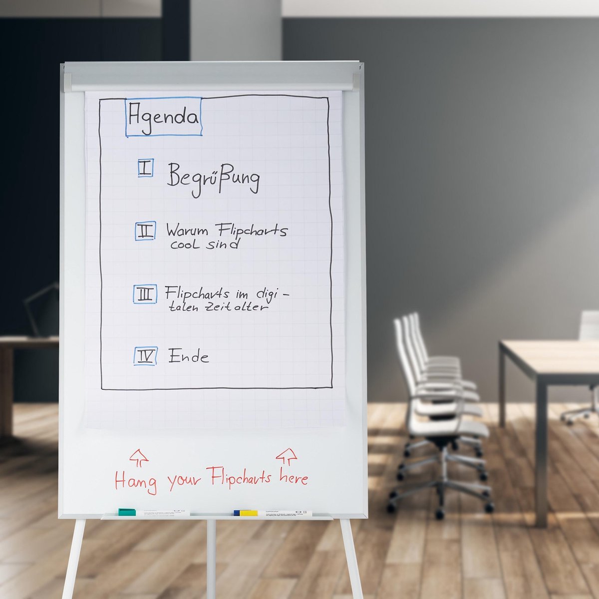 flipover whiteboard - magnetisch - 90 x 60 cm - verstelbaar - schrijfbord - op 3 poten thumbnail 4