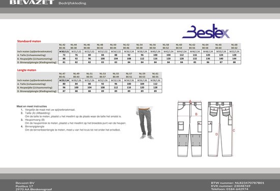EM Workwear werkbroek pol/kat Wit Maat 56