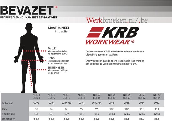 KRB Workwear® DIRK Servicebroek ZwartNL:58 BE:52 | bol.com