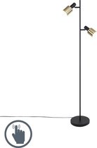 QAZQA stijn - Moderne Vloerlamp | Staande Lamp - 2 lichts - H 1560 mm - Zwart Goud - Woonkamer | Slaapkamer