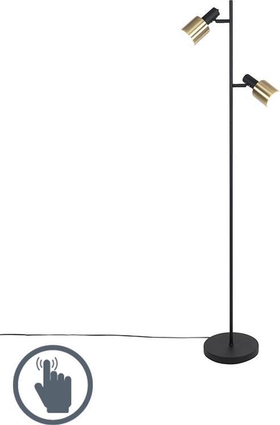 Dood in de wereld Bemiddelaar Promotie QAZQA stijn - Moderne Vloerlamp | Staande Lamp - 2 lichts - H 1560 mm -  Goud/messing -... | bol.com
