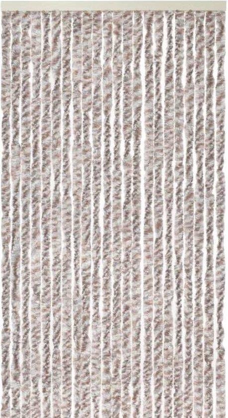 Kattenstaart - Vliegengordijn - Horgordijn - 90cm x 220 cm - Wit/Grijs/Bruin